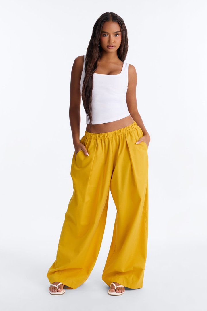 Brandi Low Rise Pull On Wide Leg Pant - Mustard