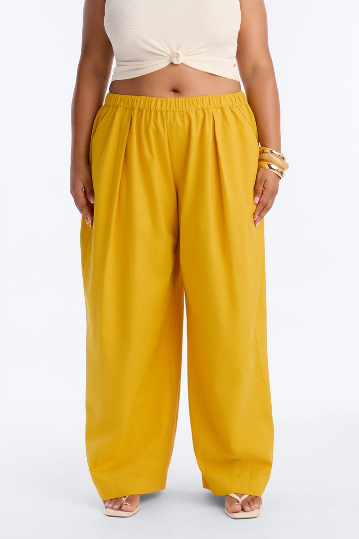 Brandi Low Rise Pull On Wide Leg Pant - Mustard