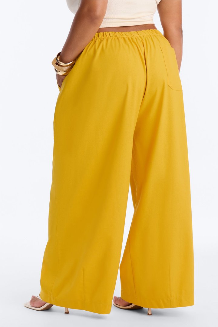 Brandi Low Rise Pull On Wide Leg Pant - Mustard