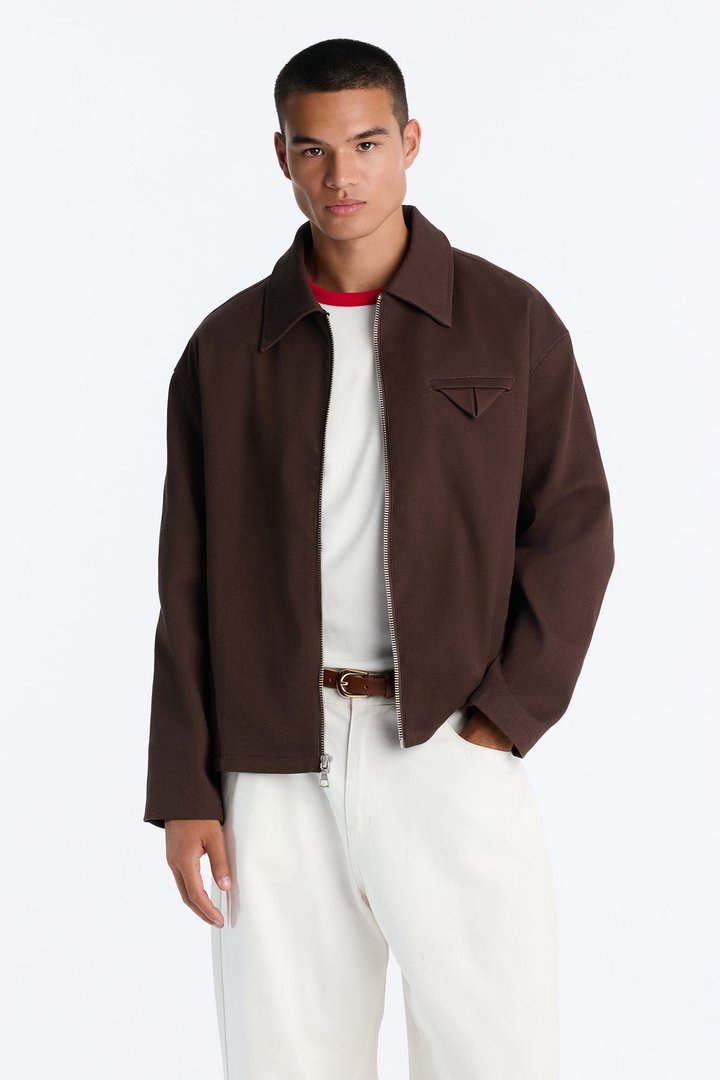 Bordeaux Cropped Chore Jacket - Brown