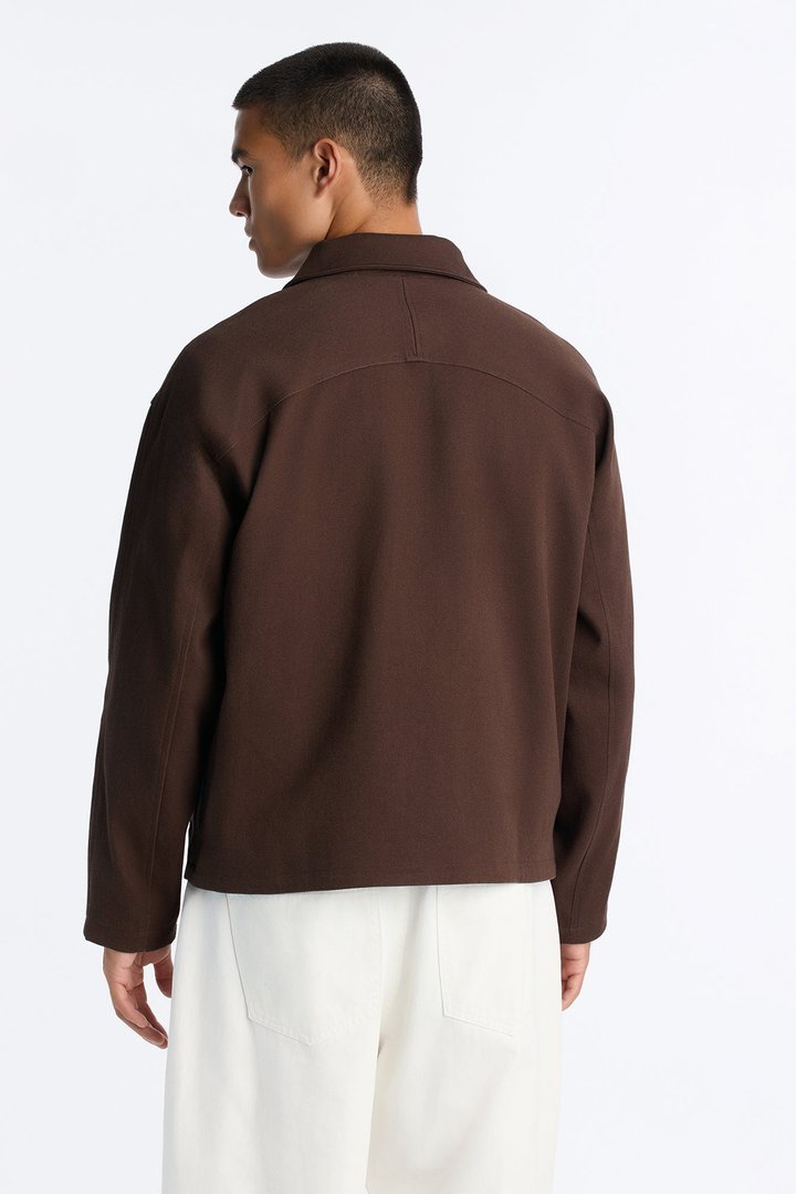 Bordeaux Cropped Chore Jacket - Brown