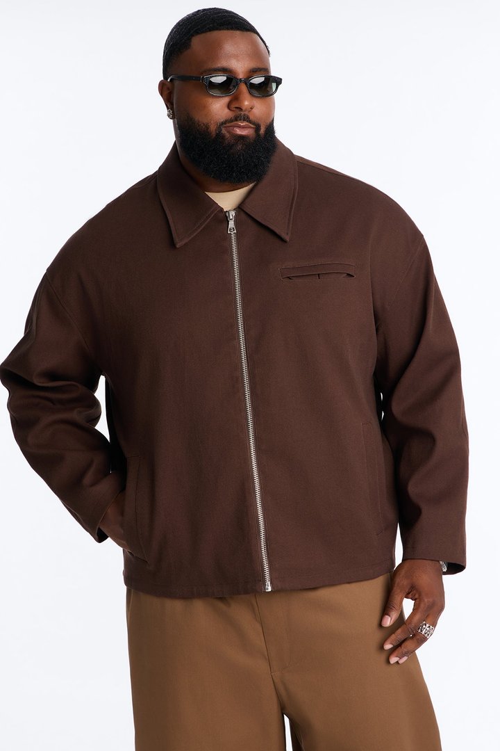 Bordeaux Cropped Chore Jacket - Brown