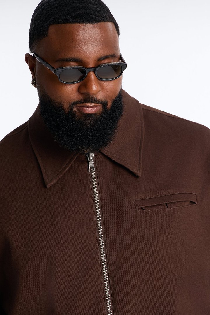 Bordeaux Cropped Chore Jacket - Brown