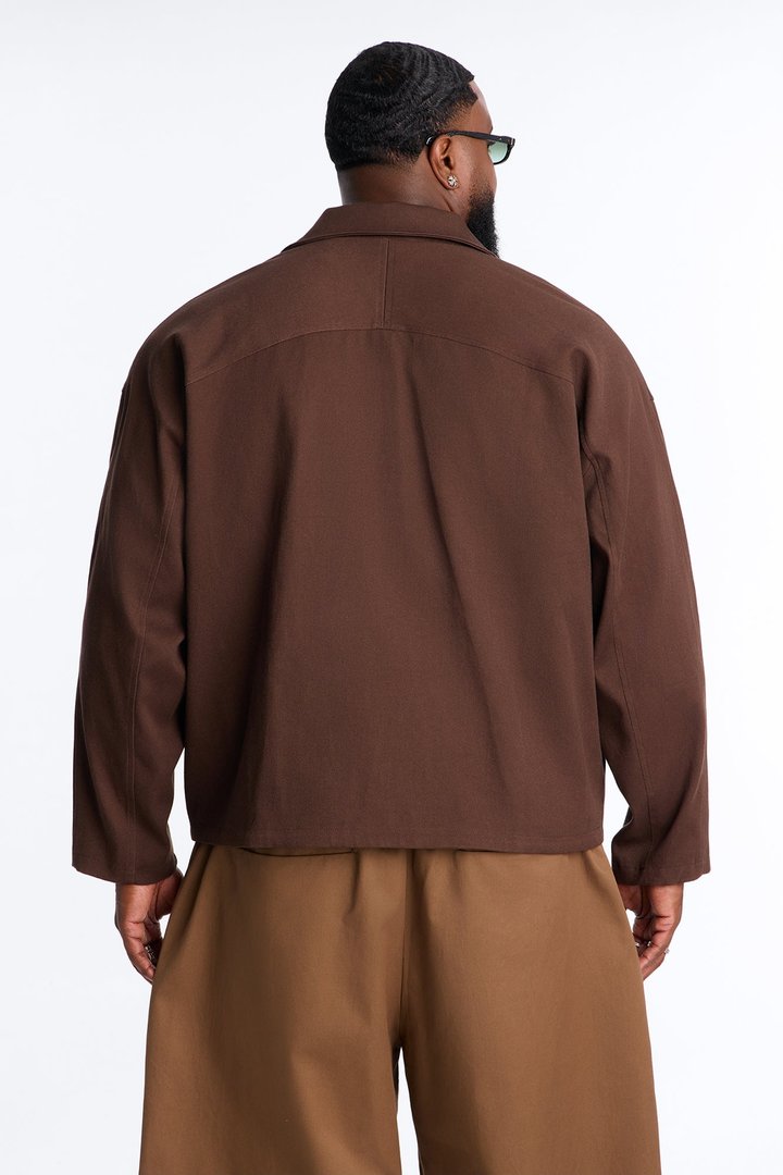 Bordeaux Cropped Chore Jacket - Brown