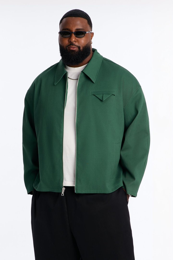 Bordeaux Cropped Chore Jacket - Hunter Green