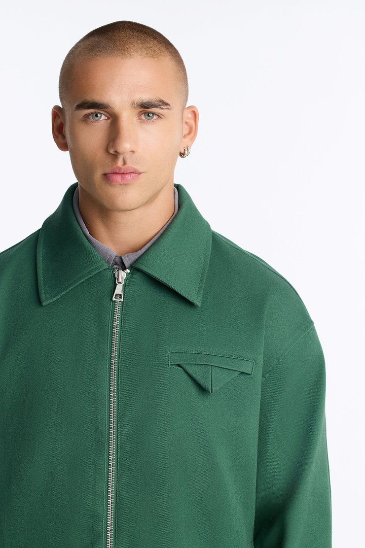 Bordeaux Cropped Chore Jacket - Hunter Green