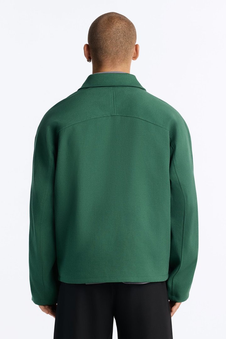 Bordeaux Cropped Chore Jacket - Hunter Green