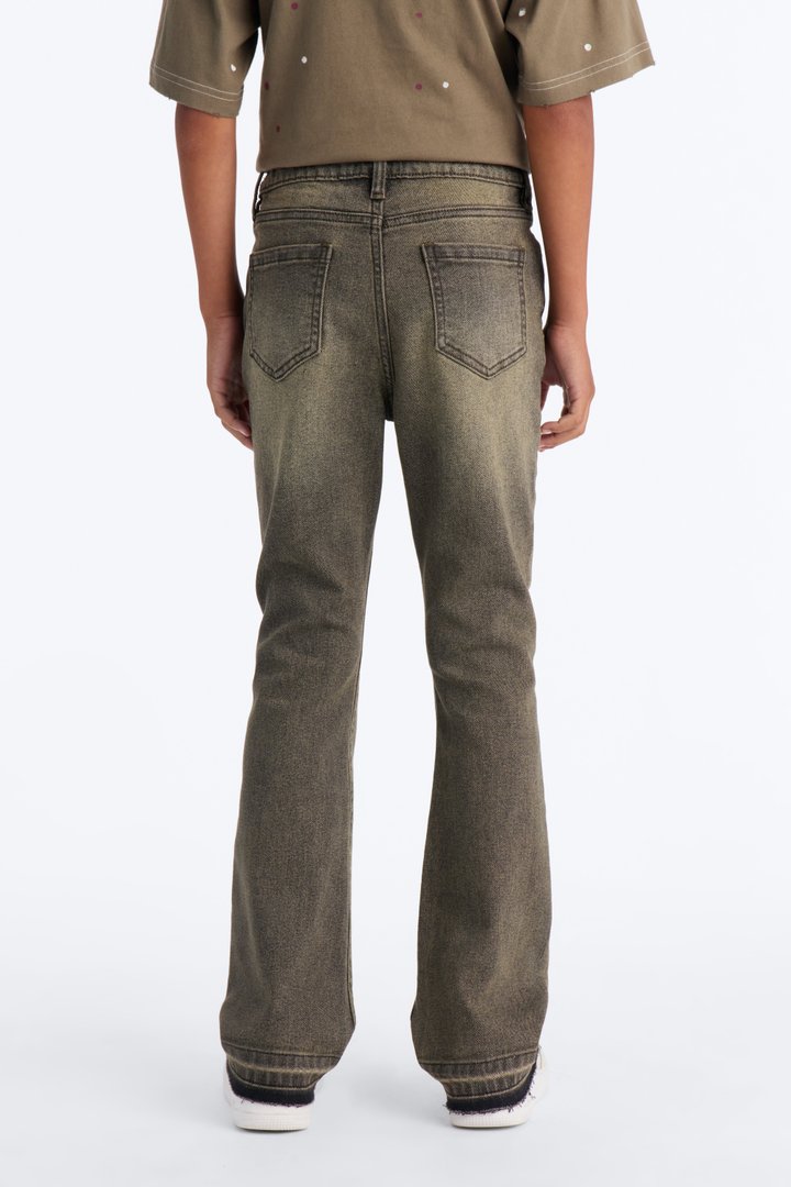 Mini Cornell Stacked Skinny Flare Jeans - Green