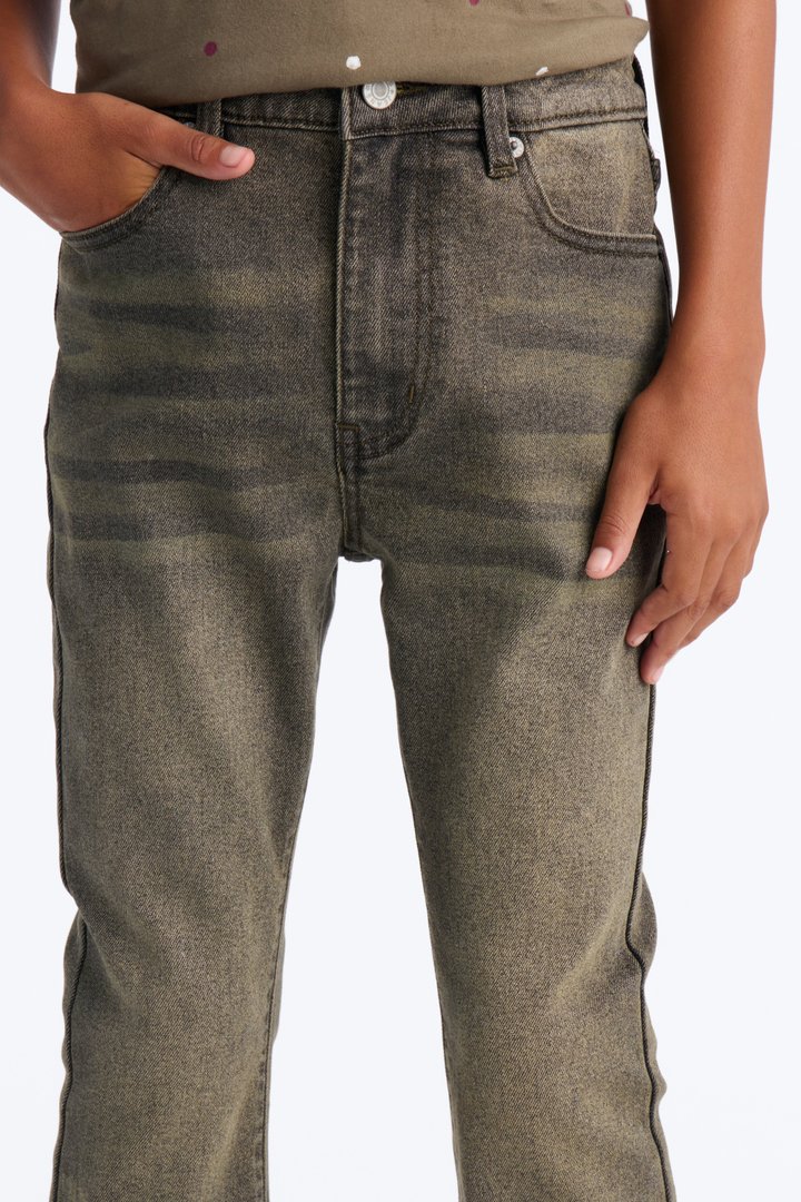 Mini Cornell Stacked Skinny Flare Jeans - Green