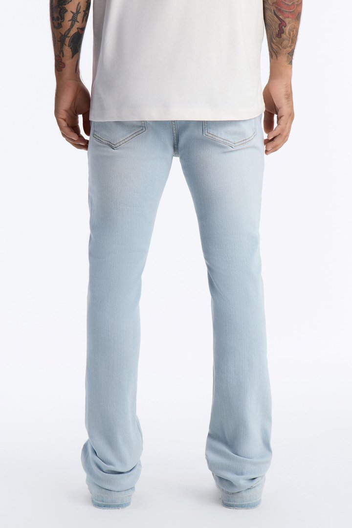 Cuff Me Stacked Skinny Flared Jeans - Light Blue Wash