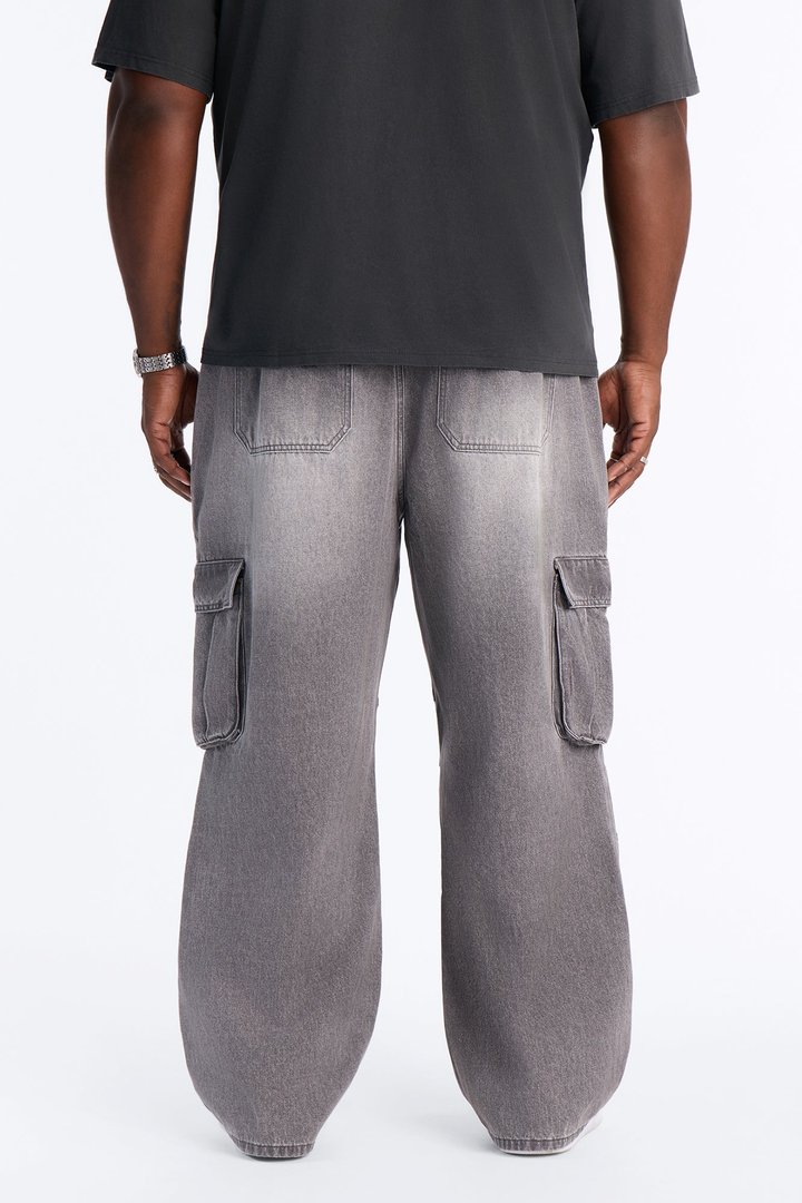 Micah Baggy Moto Jeans - Grey