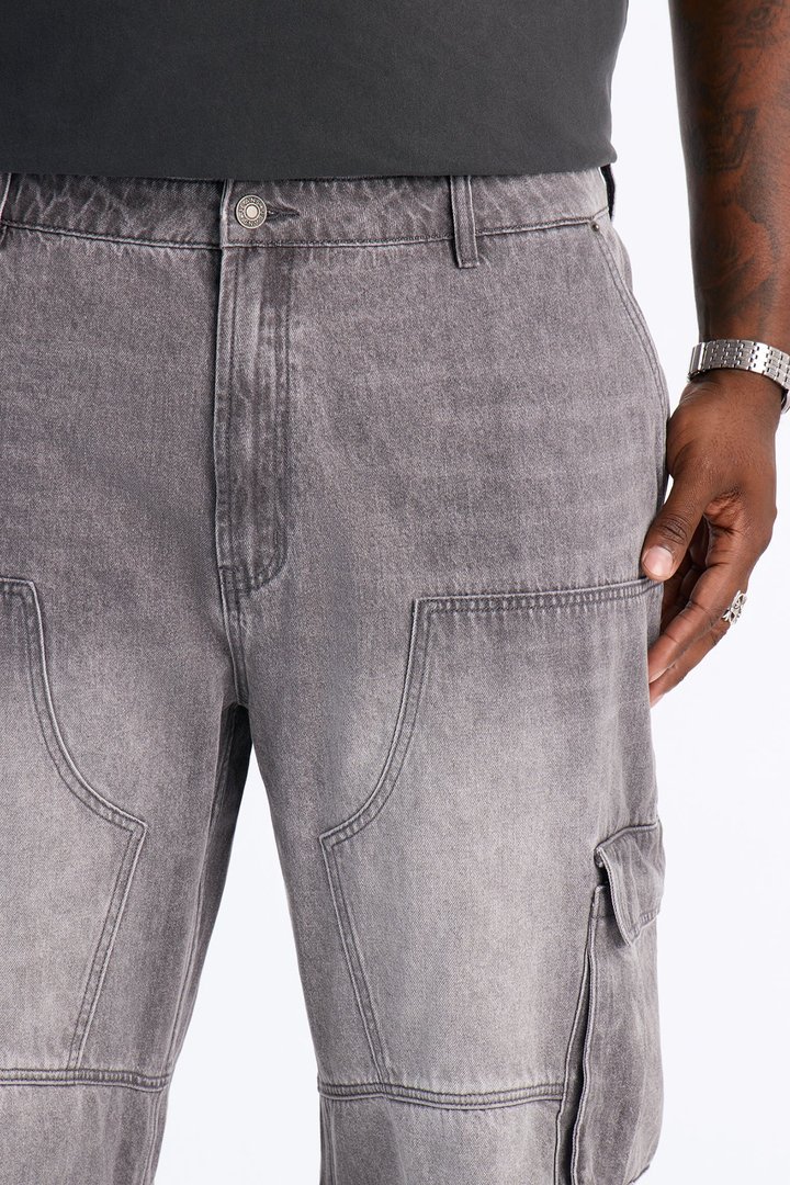 Micah Baggy Moto Jeans - Grey
