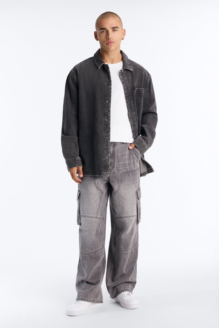 Micah Baggy Moto Jeans - Grey