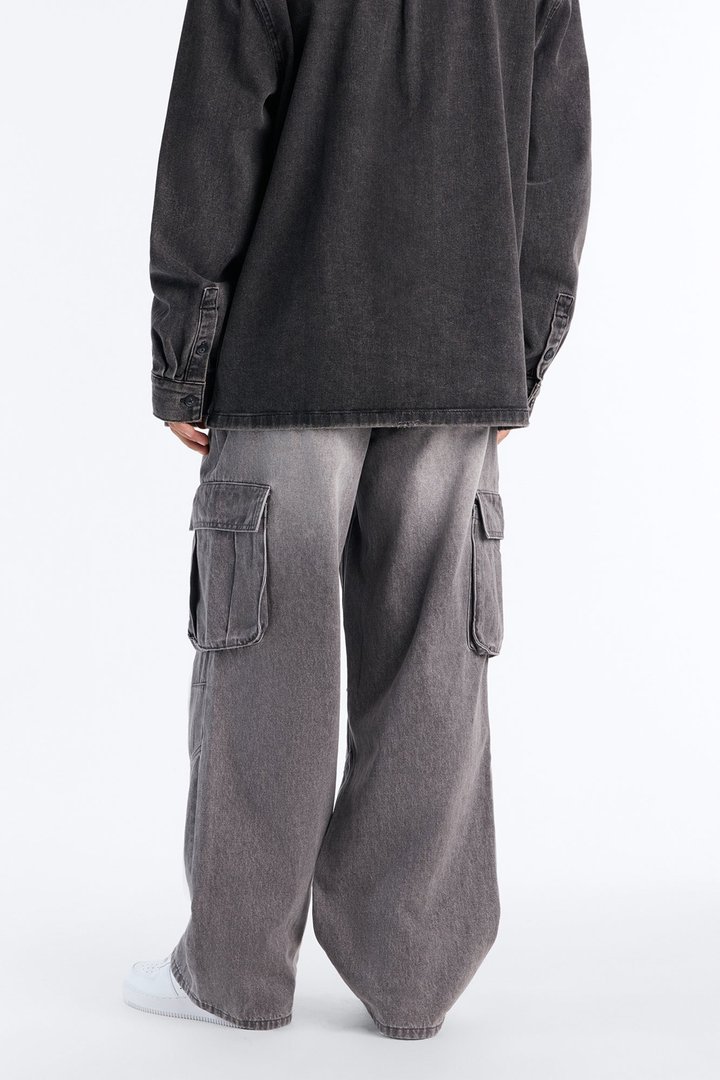 Micah Baggy Moto Jeans - Grey