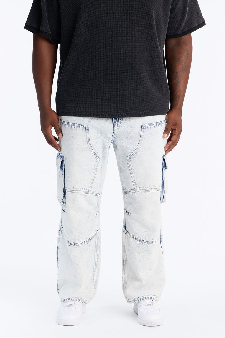 Micah Baggy Moto Jeans - Light Wash