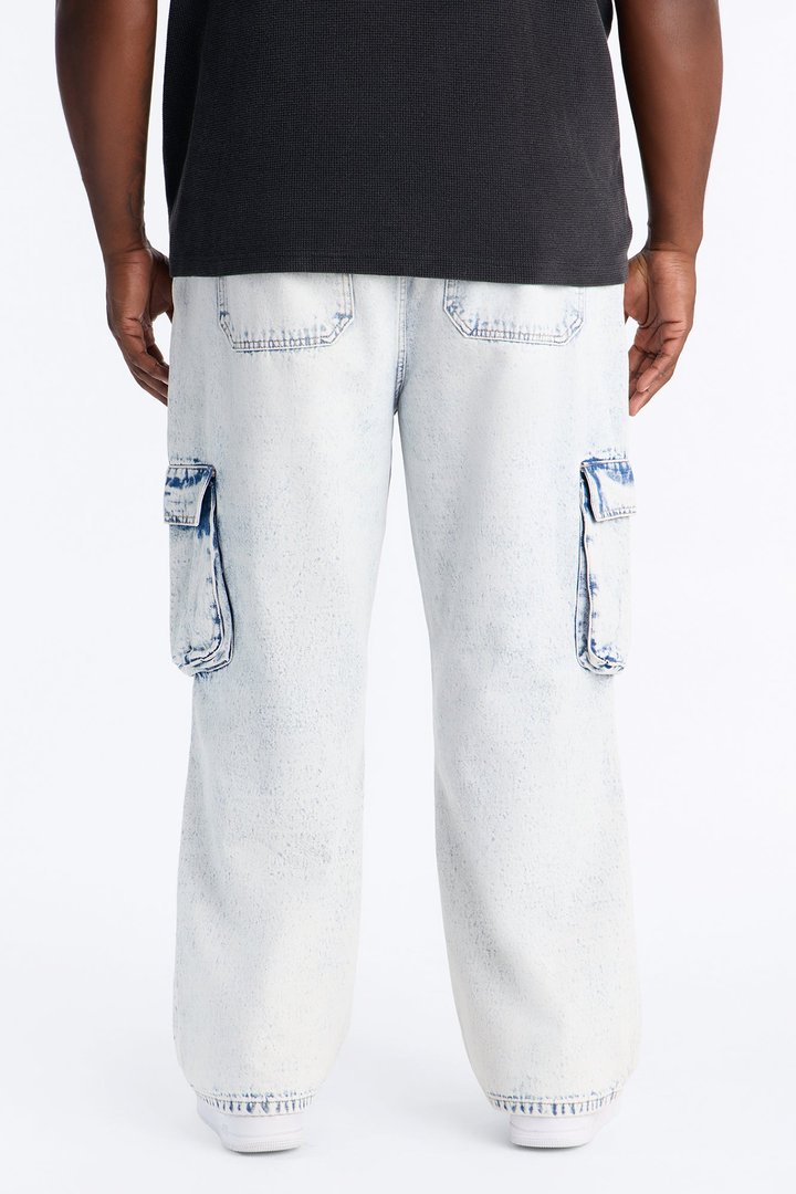 Micah Baggy Moto Jeans - Light Wash