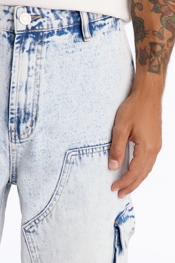 Micah Baggy Moto Jeans - Light Wash