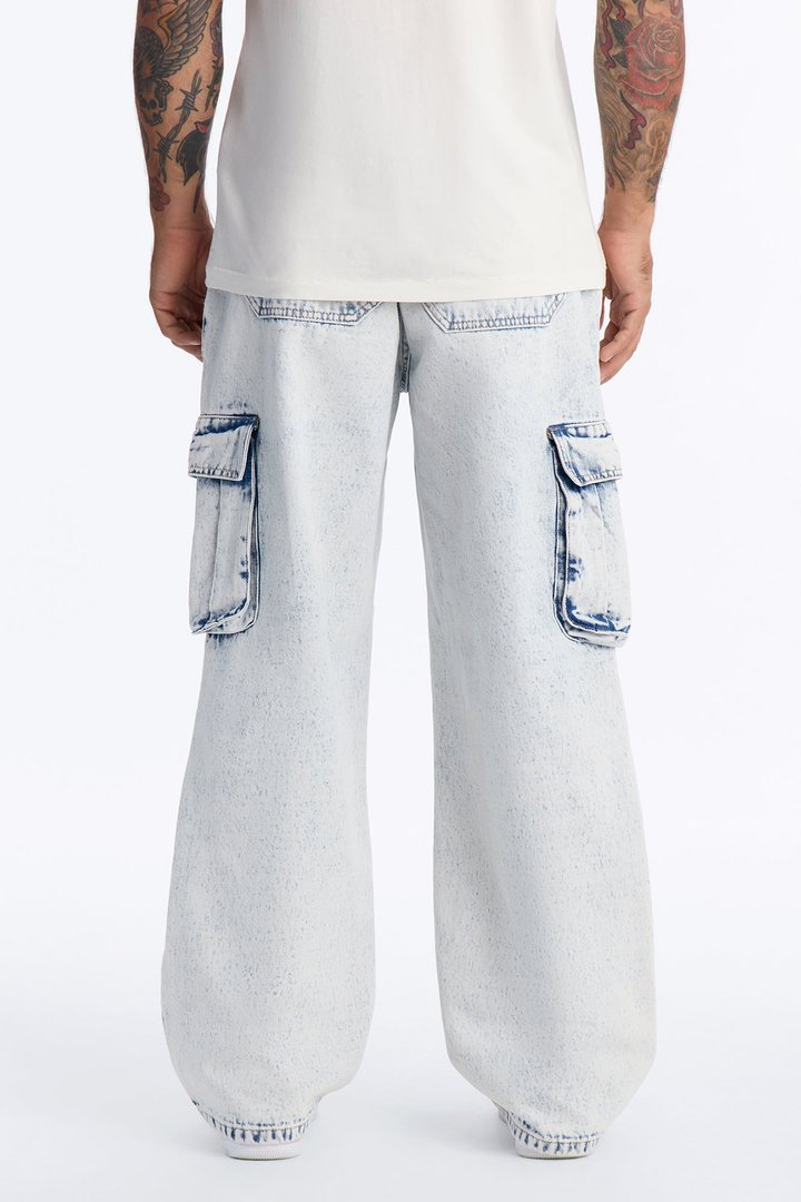 Micah Baggy Moto Jeans - Light Wash