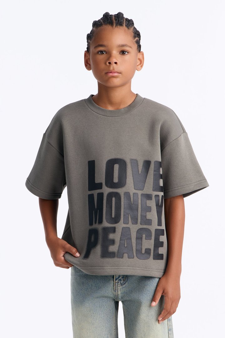 Mini Tyson Oversized Spray Paint Short Sleeve Tee - Dark Grey