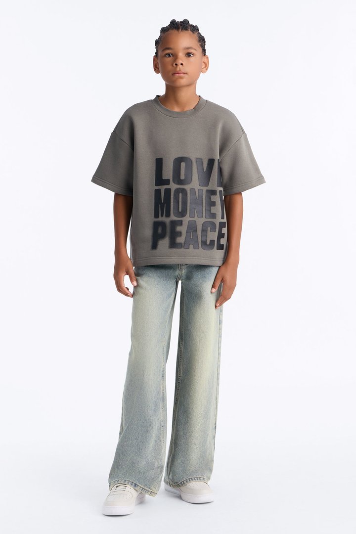 Mini Tyson Oversized Spray Paint Short Sleeve Tee - Dark Grey