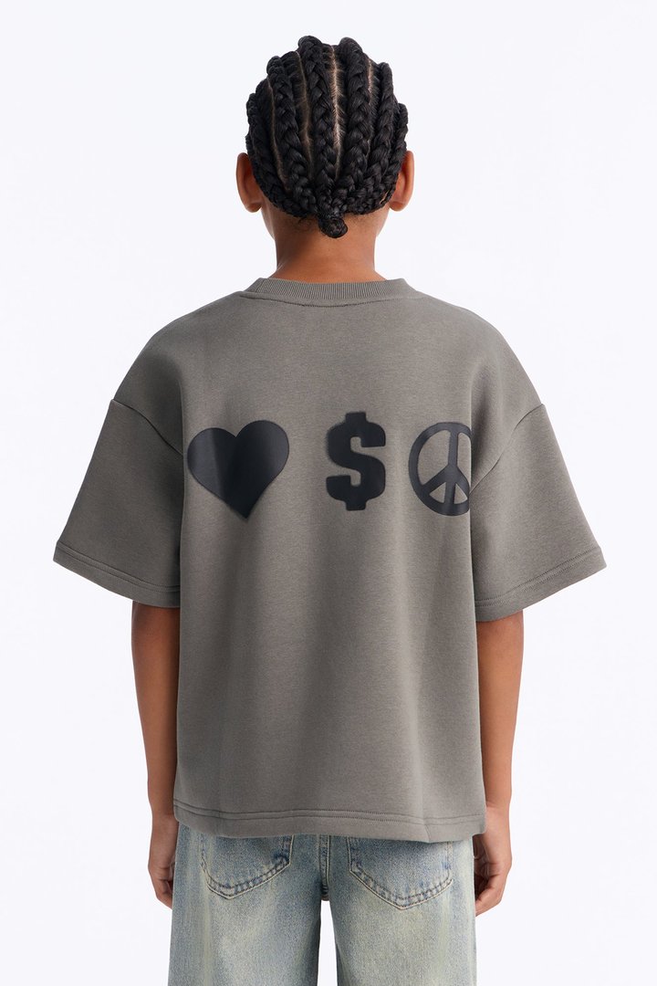 Mini Tyson Oversized Spray Paint Short Sleeve Tee - Dark Grey