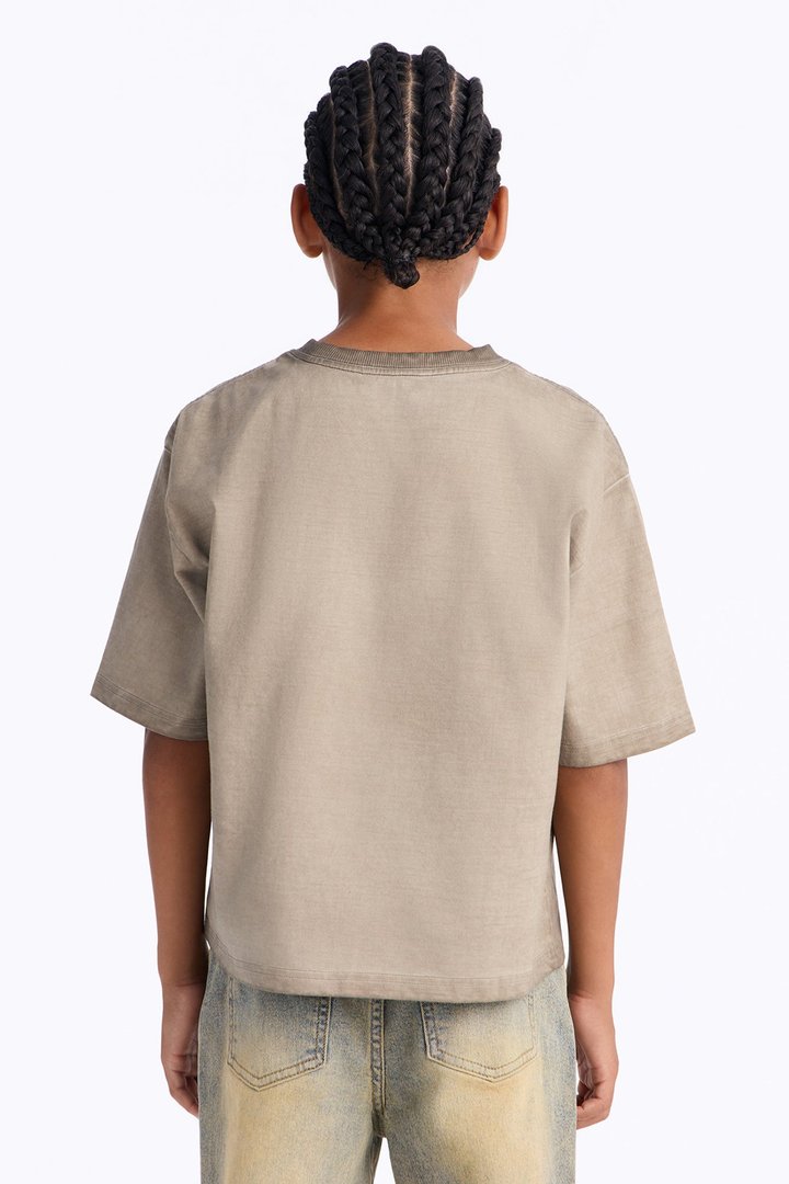 Mini Tinted Wash Boxy Cropped Heavyweight Short Sleeve Tee - Brown