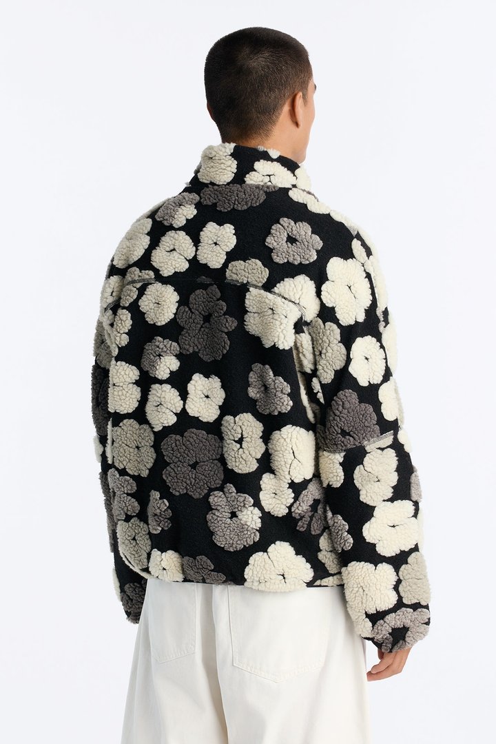 Sherpa Tears Oversized Zip Jacket - Black/combo