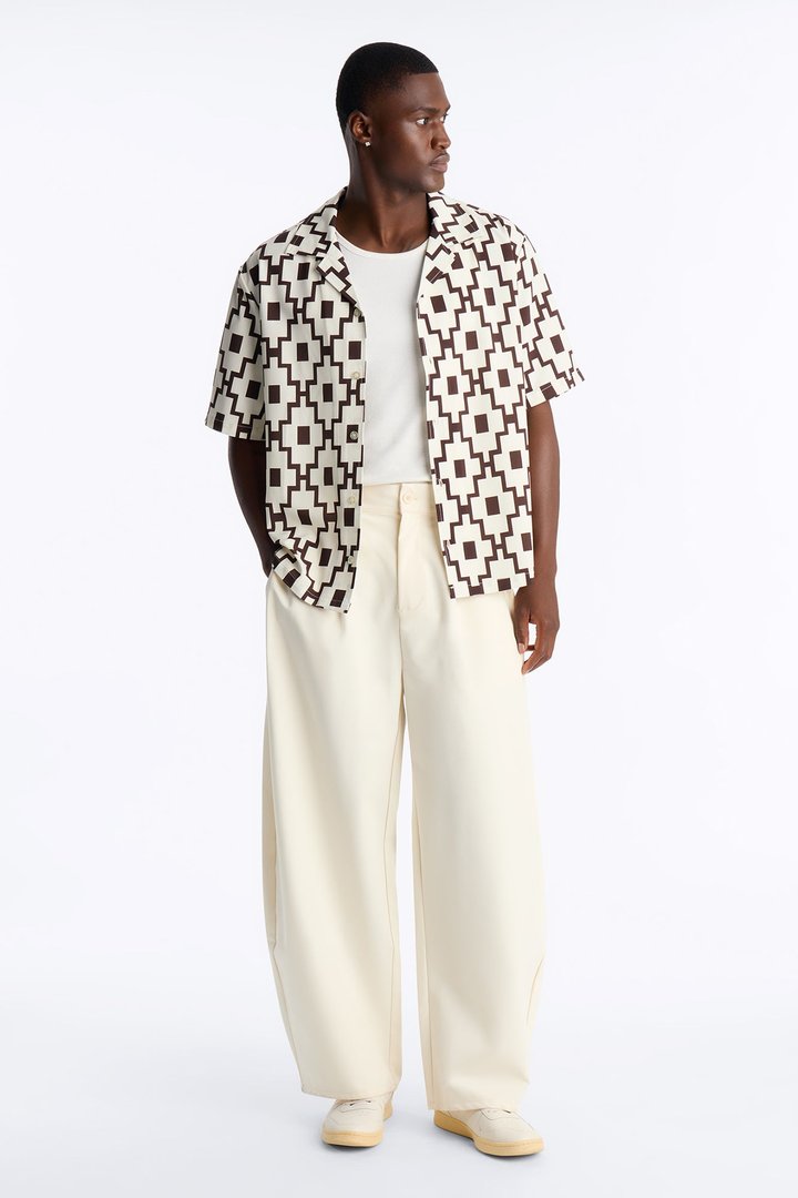 Mosaic Printed Cuban Shirt - Brown/combo