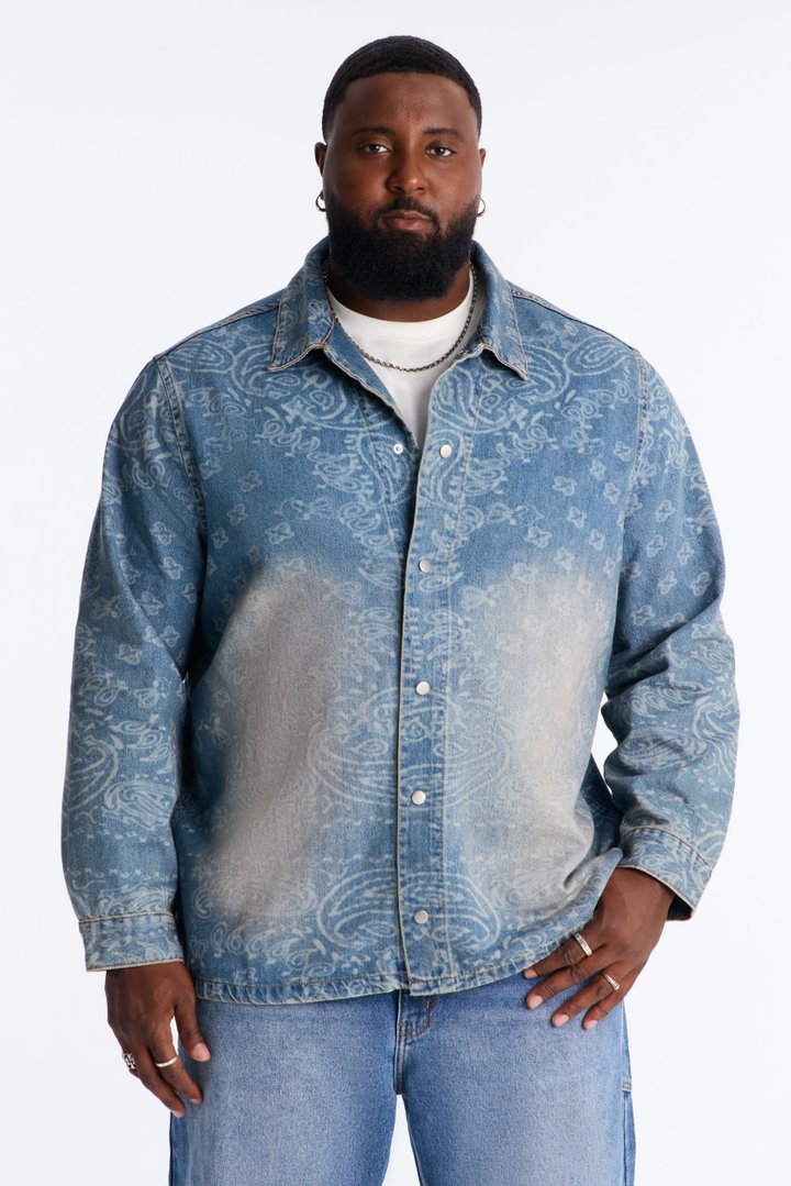 Paisley Last Denim Button Up Shirt - Medium Wash