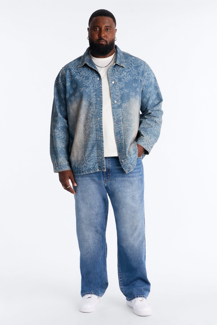 Paisley Last Denim Button Up Shirt - Medium Wash