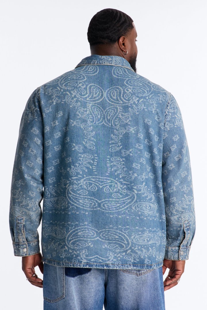 Paisley Last Denim Button Up Shirt - Medium Wash
