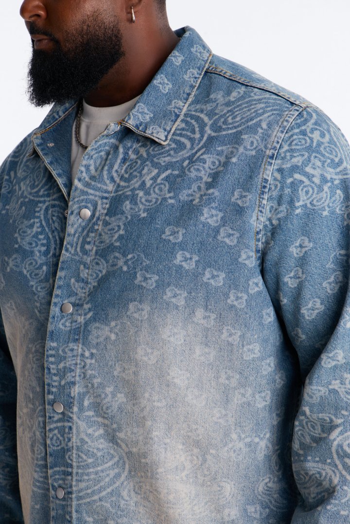Paisley Last Denim Button Up Shirt - Medium Wash