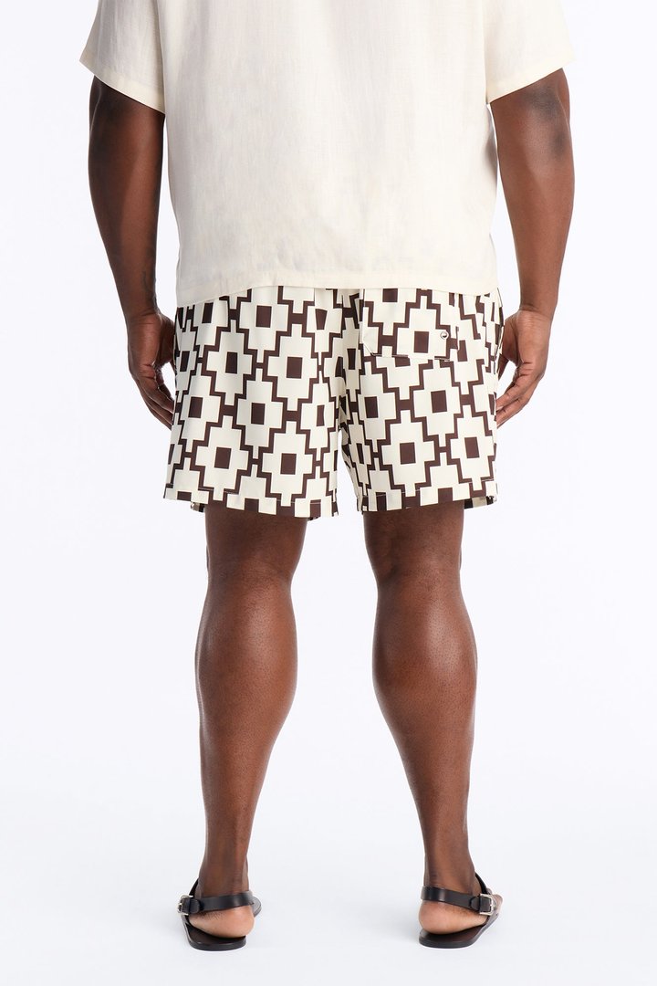 Mosaic Printed Swim Trunk 6″ - BrownCombo