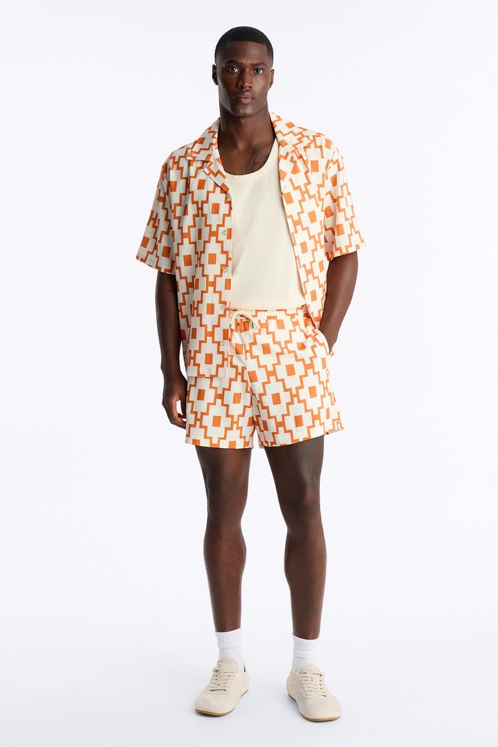 Mosaic Printed Swim Trunk 6″ - Orange/combo