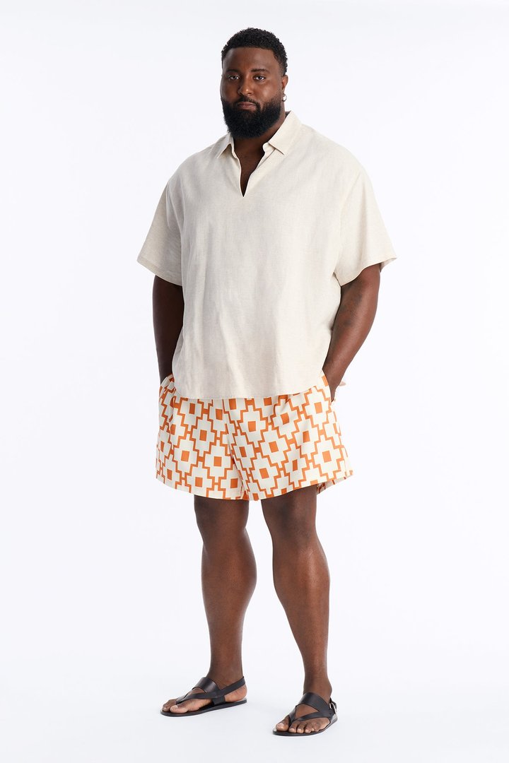 Mosaic Printed Swim Trunk 6″ - Orange/combo