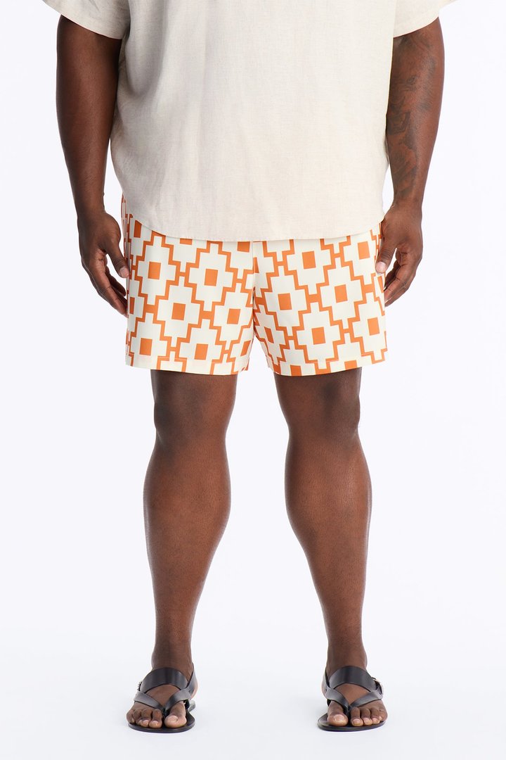 Mosaic Printed Swim Trunk 6″ - Orange/combo
