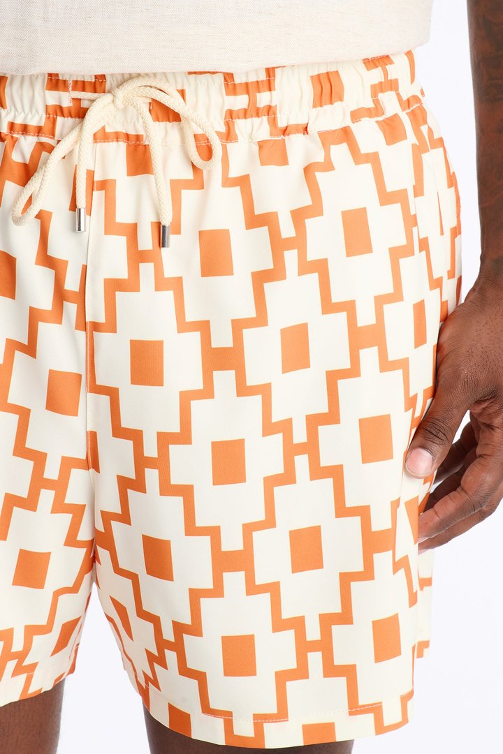 Mosaic Printed Swim Trunk 6″ - Orange/combo