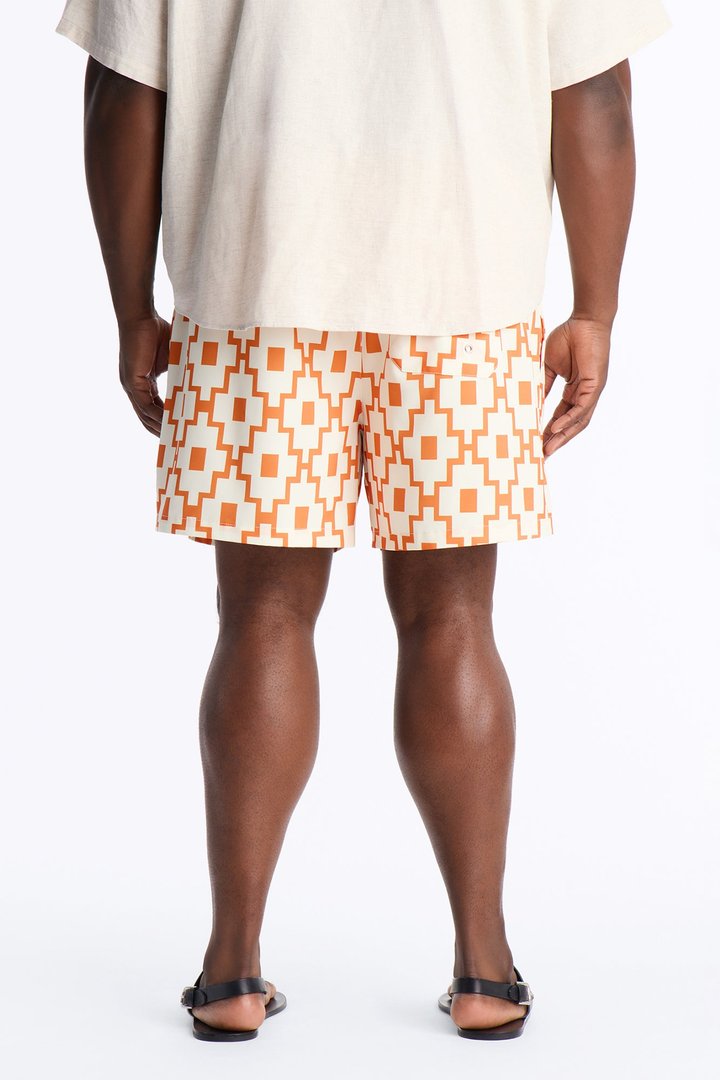 Mosaic Printed Swim Trunk 6″ - Orange/combo