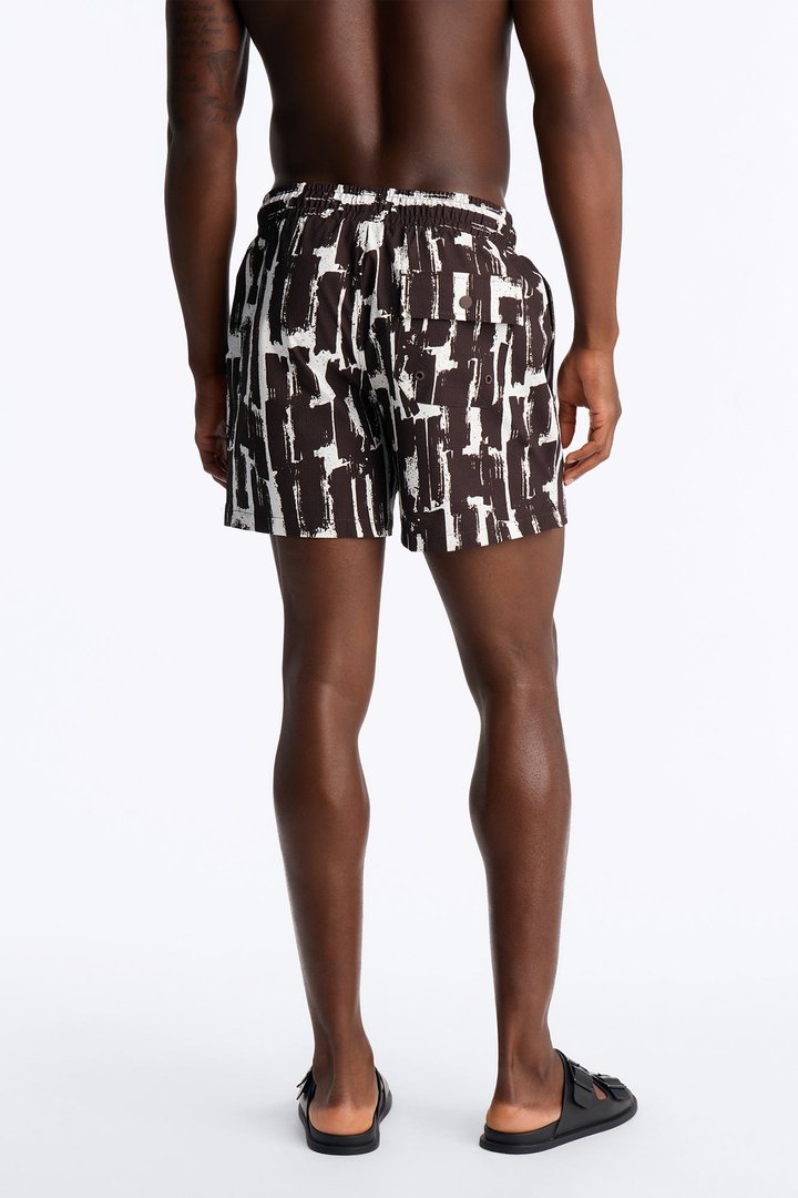 Seersucker Printed Swim Trunk 6″ - Brown/combo