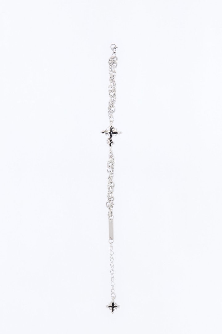 Star Corrupted Multi Chain Wrapped Bracelet - Silver