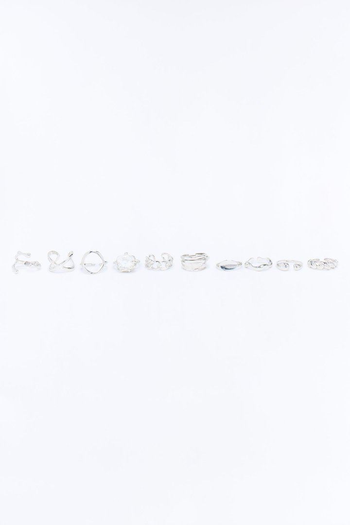 Take My Power 12 Piece Ring Set - Silver