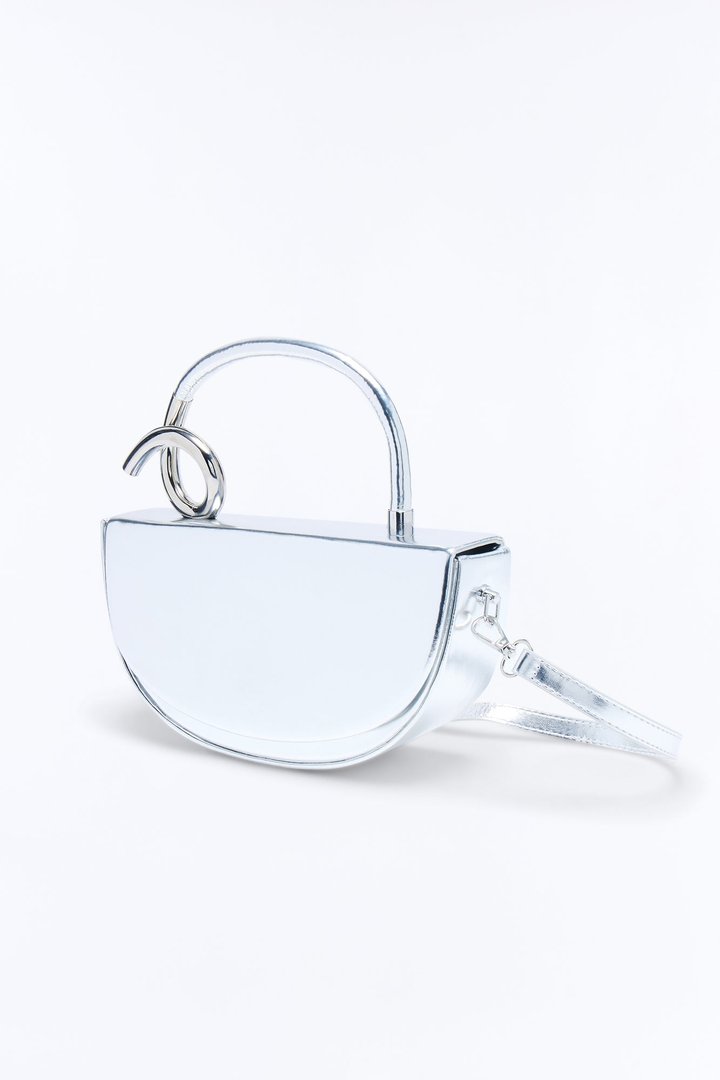 Adding A Twist Faux Leather Satchel Bag - Silver