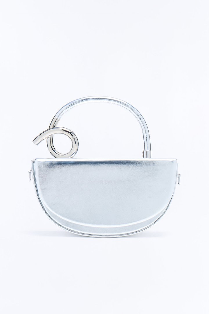 Adding A Twist Faux Leather Satchel Bag - Silver