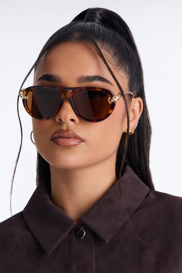 Knoty Girl Aviator Sunglasses - Tortoise