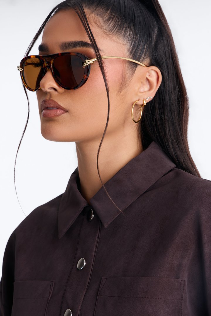 Knoty Girl Aviator Sunglasses - Tortoise