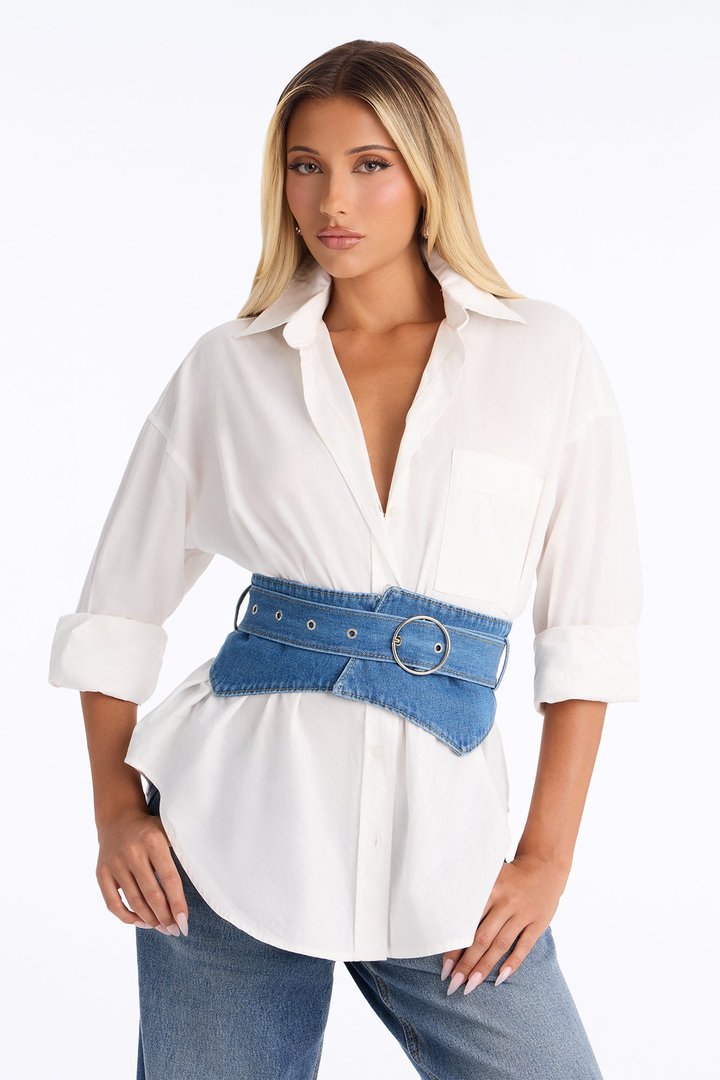 Sculpted In Denim Corset Belt - Denim