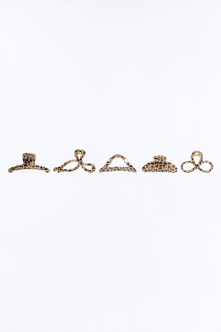 A Girl With Claws 5 Piece Claw Clip Set - Leopard