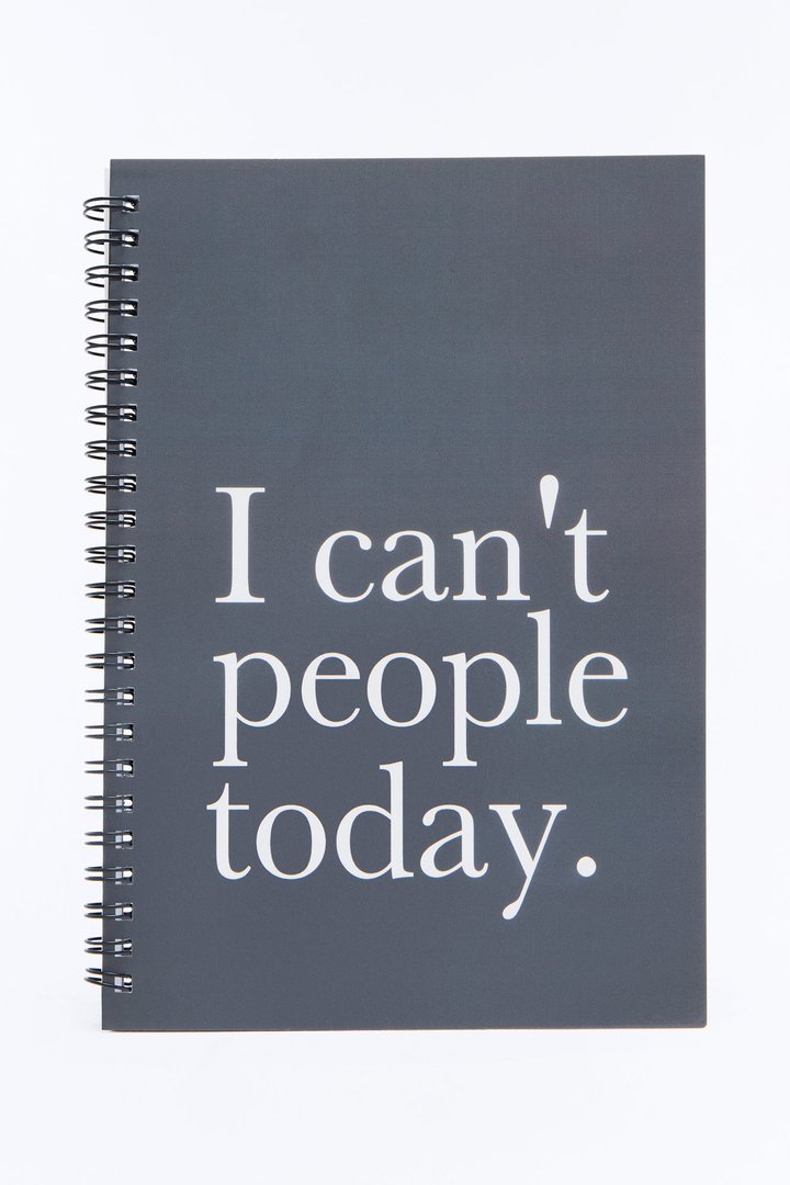 I Can't People Today Spiral Notebook - Grey/combo