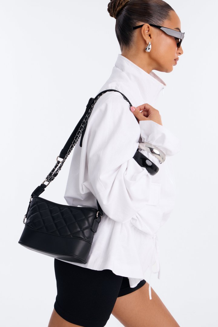 Pillow Talk Faux Leather Crossbody Handbag - Black