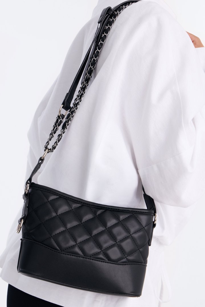 Pillow Talk Faux Leather Crossbody Handbag - Black